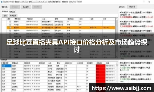足球比赛直播夹具API接口价格分析及市场趋势探讨